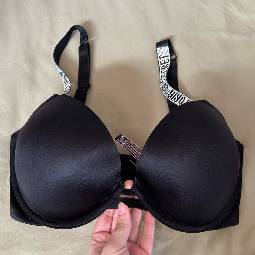 VS Black Bedazzle Push-Up Bra (34DDD)